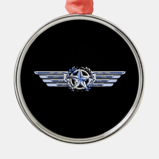 General Air Pilot Chrome like Star Wings Black Silbernes Ornament (Vorne)