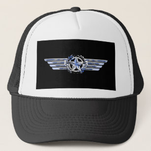 General Air Pilot Chrome like Star Wings Black Truckerkappe