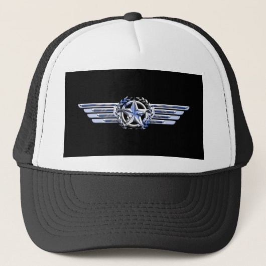 General Air Pilot Chrome like Star Wings Black Truckerkappe (Vorderseite)