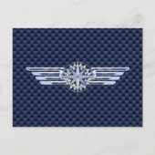General Air Pilot Chrome like Wings Compass Postkarte (Vorderseite)