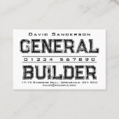 General Builder Business Card Visitenkarte (Rückseite)