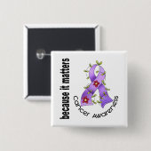 General Cancer Flower Ribbon 3 Button (Vorne & Hinten)