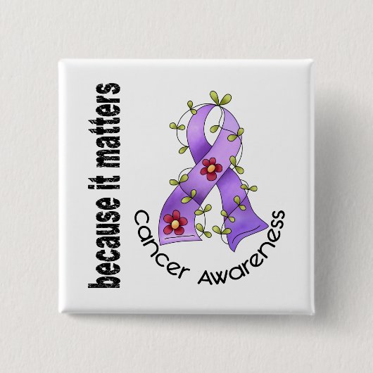 General Cancer Flower Ribbon 3 Button (Vorderseite)