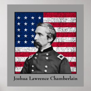 General Chamberlain und die amerikanische Flagge Poster