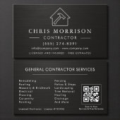 General Construction Black Silver Metallic QR Code Visitenkarte