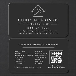 General Construction Black Silver QR Code Visitenkarte