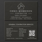 General Construction Black Silver Stone QR Code Visitenkarte