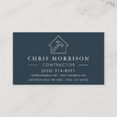 General Construction Blue Silver QR Code Visitenkarte (Vorderseite)