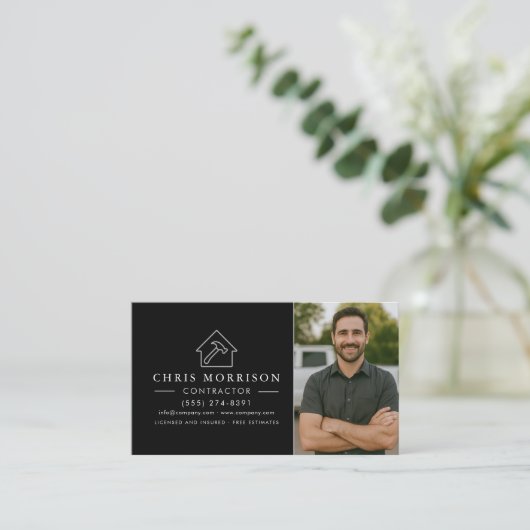 General Construction Contractor Photo QR Code Visitenkarte (Stehend Vorderseite)