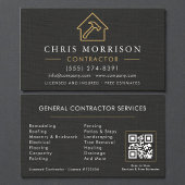 General Construction Linen Black Gold QR Code Visitenkarte