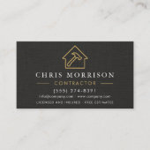 General Construction Linen Black Gold QR Code Visitenkarte (Vorderseite)