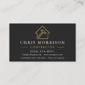 General Construction Modern Black Gold QR Code Visitenkarte (Vorderseite)