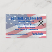 General Contractor American Flag Hammers Visitenkarte (Rückseite)
