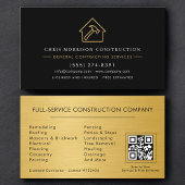 General Contractor Metallic Gold & Black QR Code Visitenkarte