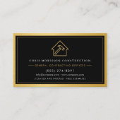 General Contractor QR Code Black & Gold Metallic Visitenkarte (Vorderseite)