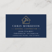 General Contractor QR Code Navy Blue Gold  Visitenkarte (Vorderseite)