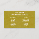 General Contractor Rustic Orange & Yellow Texture Visitenkarte (Rückseite)