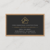 General Contractor Wood QR Code Black Gold  Visitenkarte (Vorderseite)