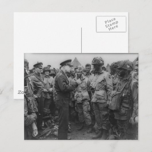 General Dwight D. Eisenhower mit Fallschirmjägern Postkarte (Vorne/Hinten)