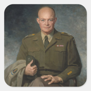 General Dwight Eisenhower 5-Sterne-Gemäldeporträt Quadratischer Aufkleber