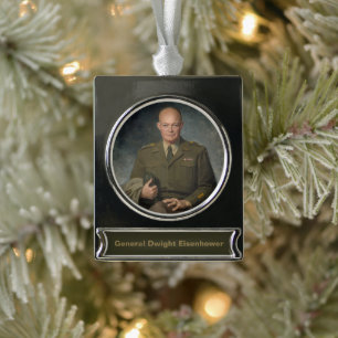 General Dwight Eisenhower 5-Sterne-Portrait Banner-Ornament Silber