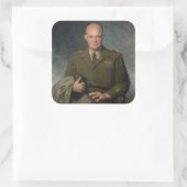 General Dwight Eisenhower 5-Sterne-Portrait Quadratischer Aufkleber (Tasche)