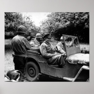 General Eisenhower in einem Jeep — Zweiter Weltkri Poster