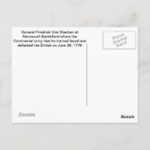 General Friedrich von Steuben in Monmouth Postkarte (Rückseite)