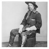 General George A. Custer (b/w Foto) Fliese (Vorderseite)