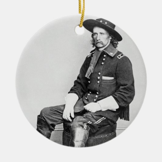 General George A. Custer (b/w Foto) Keramik Ornament (Vorne)