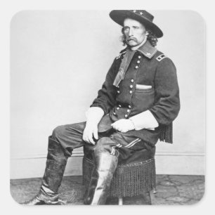 General George A. Custer (b/w Foto) Quadratischer Aufkleber