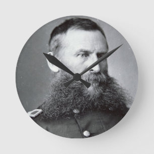 General George Crook (b/w Foto) Runde Wanduhr