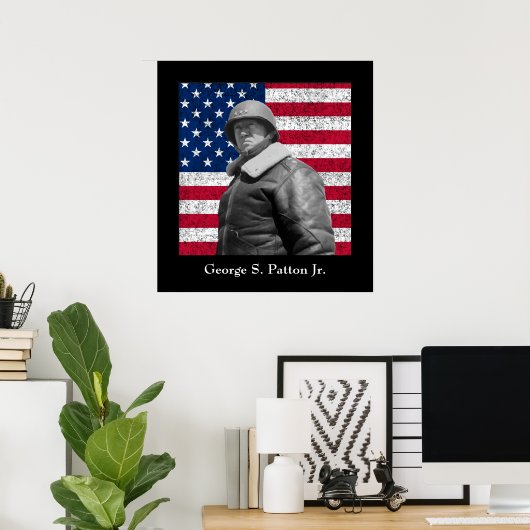 General George S. Patton und die US-Flagge Poster (Heimbüro)