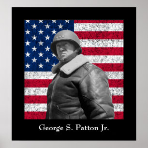 General George S. Patton und die US-Flagge Poster