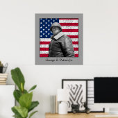 General George S. Patton und die US-Flagge Poster (Heimbüro)