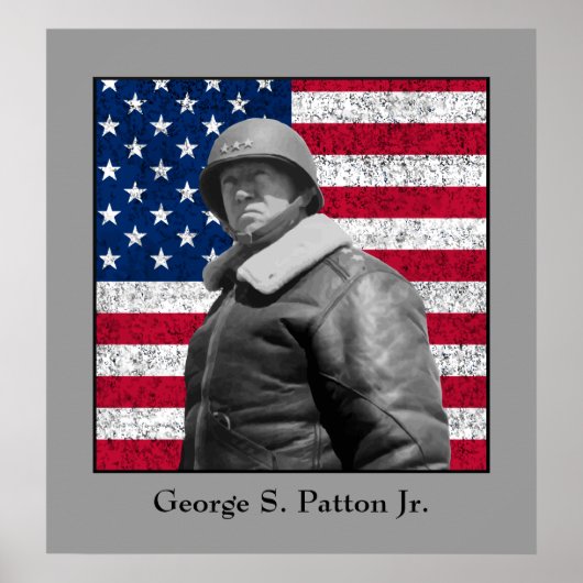 General George S. Patton und die US-Flagge Poster (Vorne)