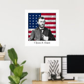 General Grant und die amerikanische Flagge Poster (Heimbüro)