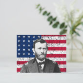 General Grant und die amerikanische Flagge Postkarte (Stehend Vorderseite)