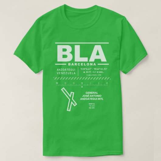 General José Antonio Anzoátegui Flughafen BLA T-Shirt (Design vorne)