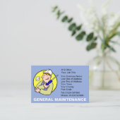 General Maintenance Cartoon Business Card Visitenkarte (Stehend Vorderseite)