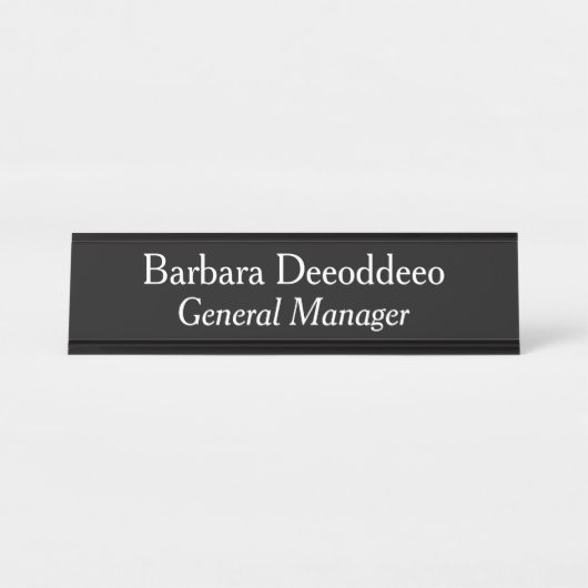 General Manager Black Schreibtischnamensplakette (Vorderseite )