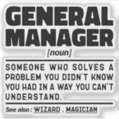 General Manager Ich versuche Dinge zu Lustigen Spr Aufkleber (Vorderseite)