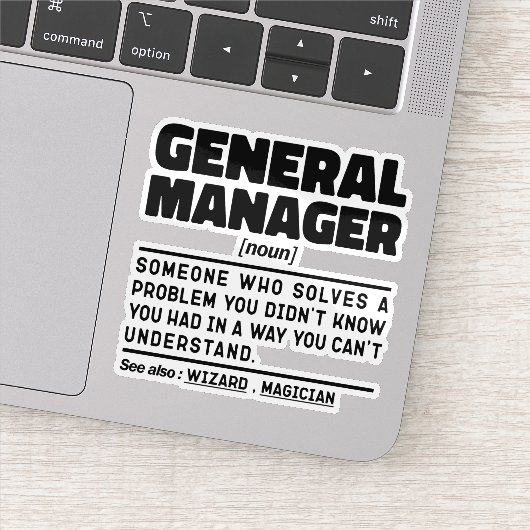 General Manager Ich versuche Dinge zu Lustigen Spr Aufkleber (Detail)