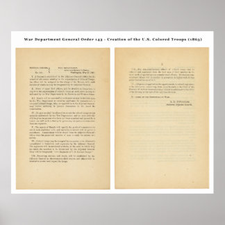 General Order 143 Kolored Troops des Kriegsministe Poster