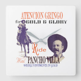 General Pancho Villa 🎖️ Mexikanischer Held Quadratische Wanduhr