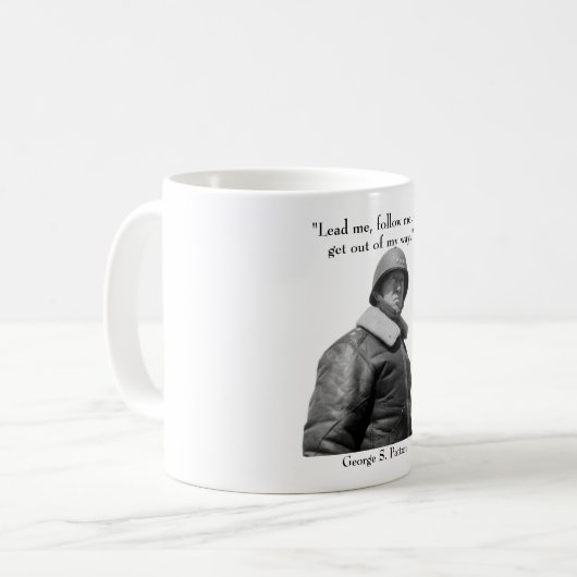 General Patton und Zitat Kaffeetasse (Vorderseite Links)