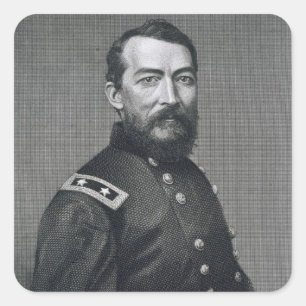 General Philip Sheridan, graviert aus einem Foto Quadratischer Aufkleber