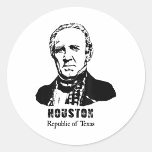 General President Sam Houston Republic Texas Revol Runder Aufkleber