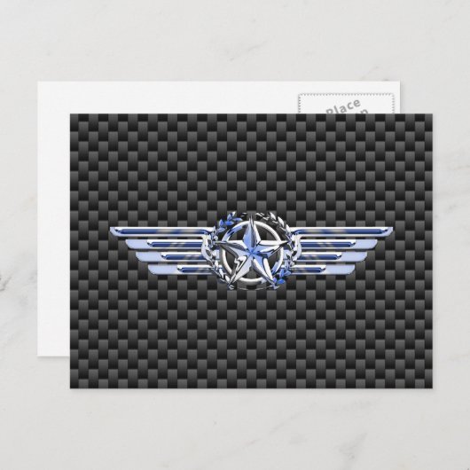 General Private Air Pilot Chrome like Star Wings Postkarte (Vorne/Hinten)