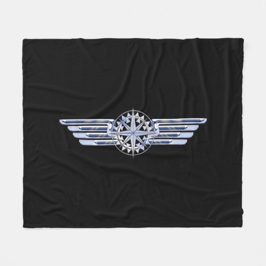 General Private Air Pilot Chrome wie Wings Black Fleecedecke (Vorderseite (Horizontal))